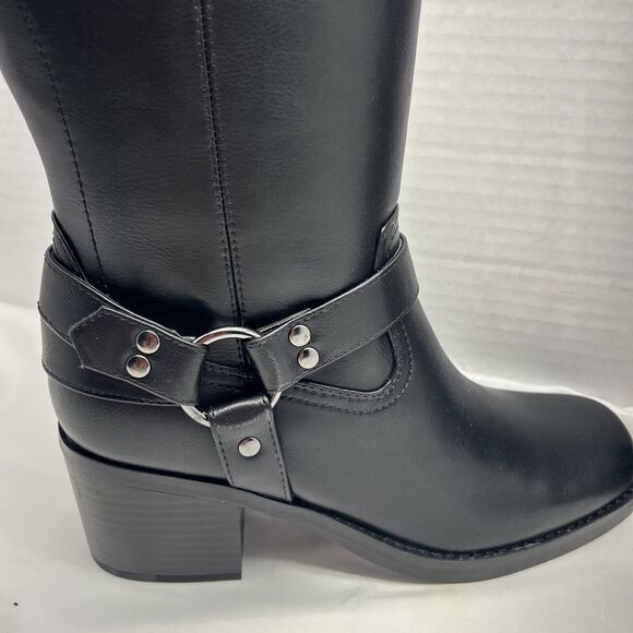 MARC FISHER Laile2 Block Heel Knee High Harness Motocycle Boots Brown SZ 9 NEW - Picture 4 of 10